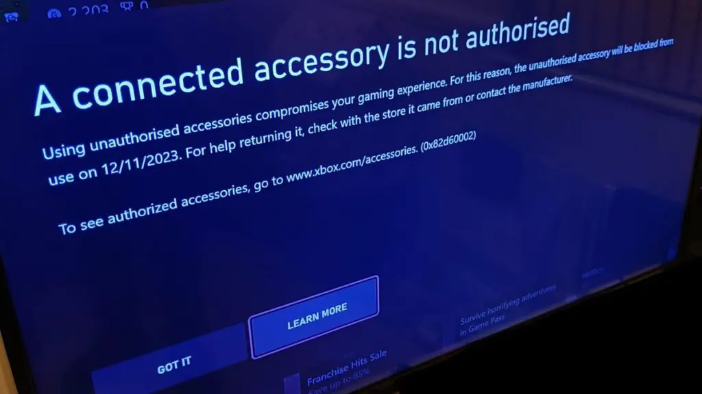 Xbox no acepta accesorios no oficiales