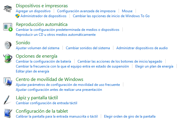 Ingresando a Opciones de energía